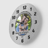 10周年結婚カップル名フォトスズ ラージ壁時計 (傾斜)