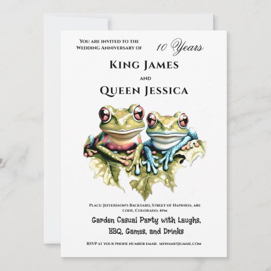 10周年結婚園園のカジュアルパーティー 招待状 (正面)