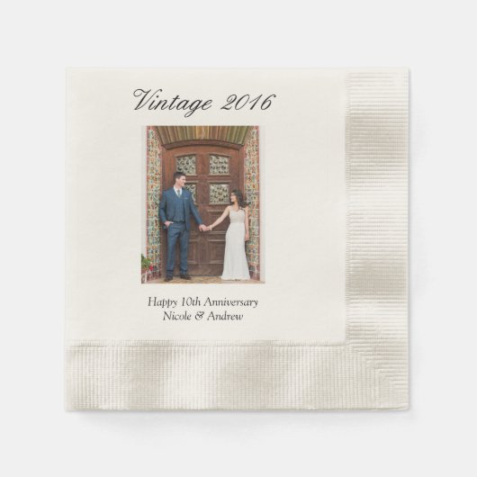 10周年結婚記念パーティーのフォトギフト 縁ありカクテルナプキン (正面)