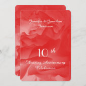 10周年結婚記念パーティー 招待状, コーラルピンクのバラ 招待状 (正面/裏面)