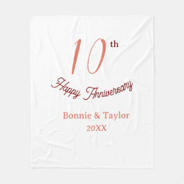 10周年結婚記念ピーチパステル 名前 レトロb フリースブランケット