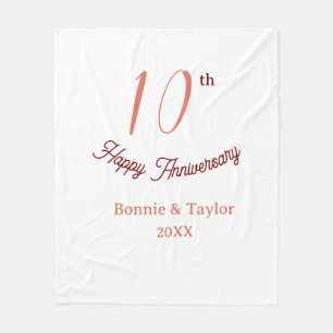 10周年結婚記念ピーチパステル 名前 レトロb フリースブランケット