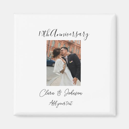 10周年結婚記念写真入り名前ペア ロマンティック マグネット (正面)