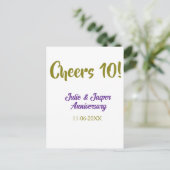 10周年結婚記念日のお祝いにパープルゴールドのNA ポストカード (スタンド正面)