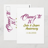 10周年結婚記念日のお祝いに、淡いゴールドの mauve を飾って ポストカード (正面/裏面)