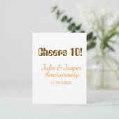 10周年結婚記念日のお祝い ブラウンオレンジ ポストカード (スタンド正面)