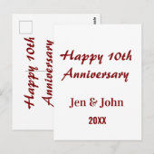 10周年結婚記念日のお祝い Mauve シンプルな名前 ポストカード (正面/裏面)