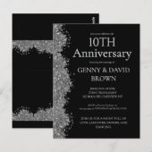 10周年結婚記念日のシルバー疑似グリッター ポストカード (正面/裏面)