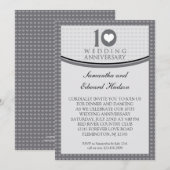 10周年結婚記念日のハートの招待状 招待状 (正面/裏面)