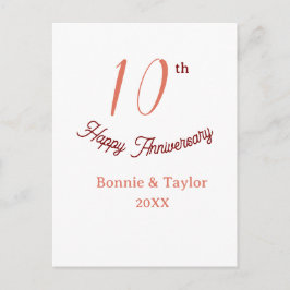 10周年結婚記念日のピンクがかったペーストカラー名前レトロB ポストカード