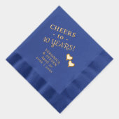 10周年結婚記念日の乾杯 2つのハート 箔ナプキン (右)