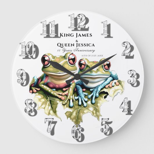 10周年結婚記念日の庭でのカジュアルパーティー ラージ壁時計 (正面)
