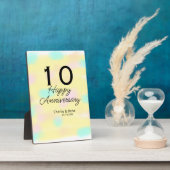 10周年結婚記念日の黄色パステルネームレトロボ フォトプラーク (側面)