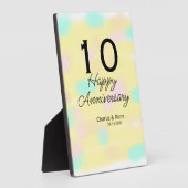 10周年結婚記念日の黄色パステルネームレトロボ フォトプラーク (側面)