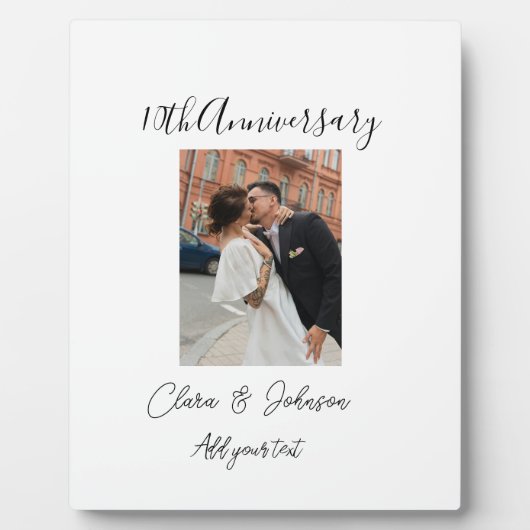 10周年結婚記念日カップルの写真 フォトプラーク (正面)