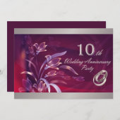10周年結婚記念日パーティーの招待状 招待状 (正面/裏面)