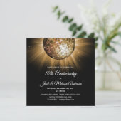 10周年結婚記念日パーティー ゴールド ディスコボール 招待状 (スタンド正面)