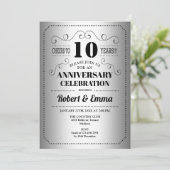 10周年結婚記念日パーティー - シルバー ブラック 招待状 (スタンド正面)