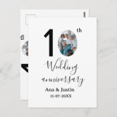 10周年結婚記念日名前写真太文字ステッカー ポストカード (正面/裏面)