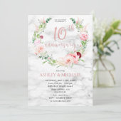 10周年結婚記念日 エレガント ローズゴールド フラワー 招待状 (スタンド正面)