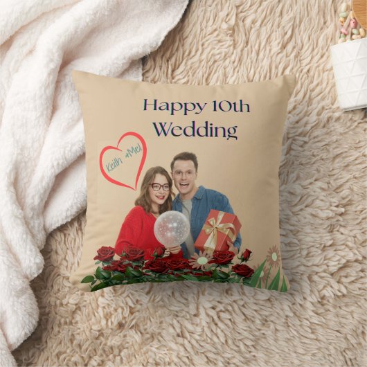 10周年結婚記念日 クッション (ブランケット)