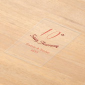 10周年結婚記念日 ピーチパステル 名前 レトロb アクリル招待状 (レイダウン)