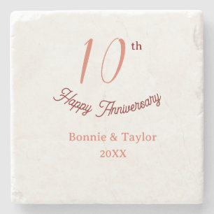 10周年結婚記念日 ピーチパステル 名前 レトロb ストーンコースター