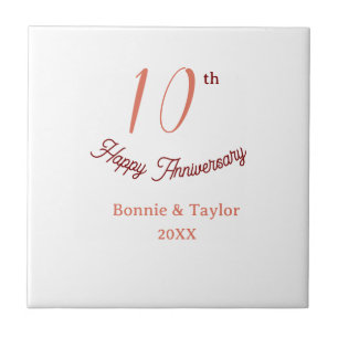 10周年結婚記念日 ピーチパステル 名前 レトロb タイル
