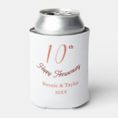 10周年結婚記念日 ピーチパステル 名前 レトロb 缶クーラー (缶正面)