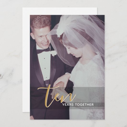 10周年結婚記念日&写真招待状 招待状 (正面/裏面)