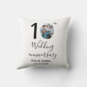 10周年結婚記念日 名前 写真 太文字ステッカー クッション (裏面)