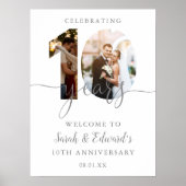 10周年結婚記念日 2枚の写真 ウェルカムサイン ポスター (正面)