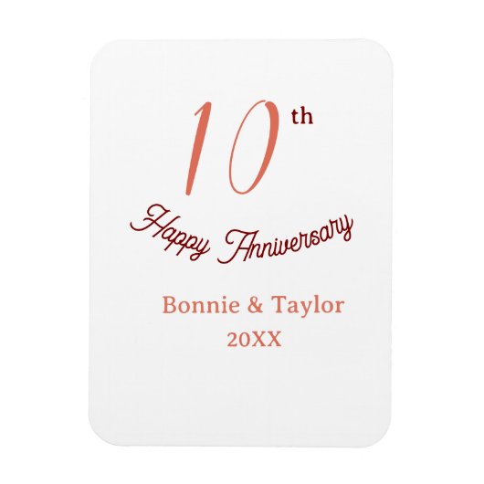 10周年結婚記念 ピーチパステル 名前入り レトロb マグネット (縦)
