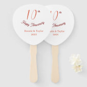 10周年結婚記念 ピーチパステル 名前 レトロb ハンドファン (正面&裏面)