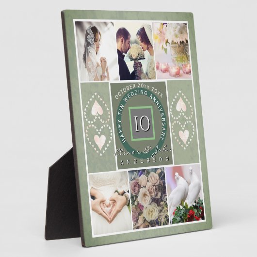 「10周年記念おめでとう」6枚の写真Tin color フォトプラーク (側面)