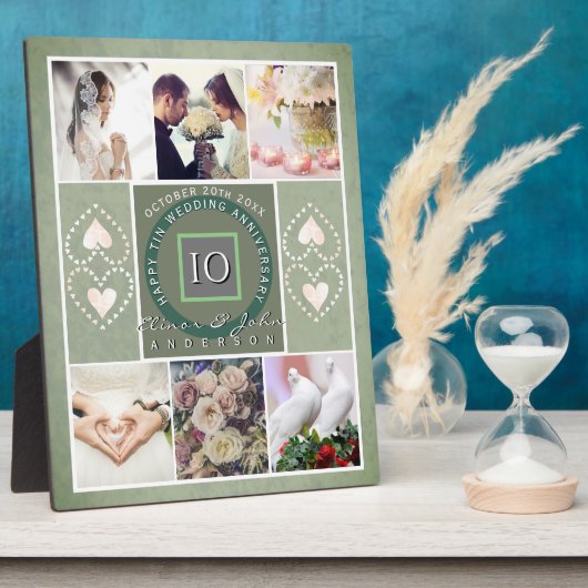 「10周年記念おめでとう」6枚の写真Tin color フォトプラーク (側面)