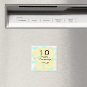 10周年記念のイエローパステル 名前 レトロ ボ マグネット (インサイチュ (食洗機))