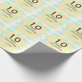 10周年記念のレトロな淡い黄色の名前のボ ラッピングペーパー (角)