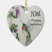 10周年記念の甘い鳥の花ハート セラミックオーナメント (右)