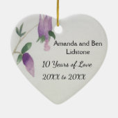 10周年記念の甘い鳥の花ハート セラミックオーナメント (裏面)