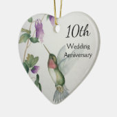 10周年記念の甘い鳥の花ハート セラミックオーナメント (左)