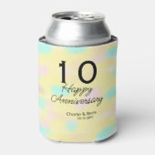 10周年記念の結婚記念日 イエロー パステル 名前 レトロ ボ 缶クーラー (缶正面)