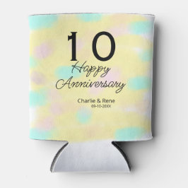 10周年記念の結婚記念日 イエロー パステル 名前 レトロ ボ 缶クーラー