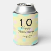 10周年記念の結婚記念日 イエロー パステル 名前 レトロ ボ 缶クーラー (缶裏面)