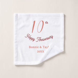 10周年記念の結婚記念日 ピーチパステル 名前 レトロb ウォッシュタオル