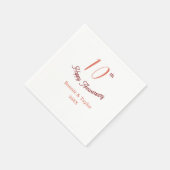 10周年記念の結婚記念日 ピーチパステル 名前 レトロb スタンダードカクテルナプキン (角)