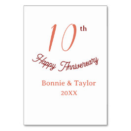 10周年記念の結婚記念日 ピーチパステル 名前 レトロb テーブルナンバー