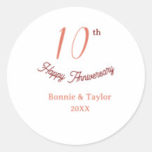 10周年記念の結婚記念日 ピーチパステル 名前 レトロb