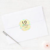 10周年記念の結婚記念日 黄色のパステル 名前 レトロ ボ ラウンドシール (封筒)