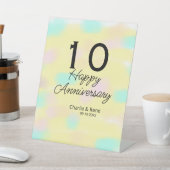 10周年記念の結婚記念日 黄色のパステル 名前 レトロ ボ 台座サイン (インサイチュ)